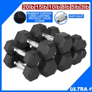 Hexagon Dumbbell 20lb 15lb 10lb 8lb 5lb 3lb Premium Rubber Coated Weight Biceps Triceps Bench Press 