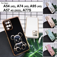 Mobile Case For Oppo A57 4G 2022 A74 4G A54 4G A77S A95 4G Cute Fat Bear Stand Holder Cover Casing