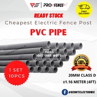 Pro Fence PVC Pipe (20MM Class D) 1 Set 10 Pcs PVC Pipe Electric Fence Pole, Tiang Pagar Elektrik Pagar Karen