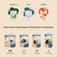 [Bundle of 4] Nino Nana MegaCase Tape Diapers M Birds (6-10kg)