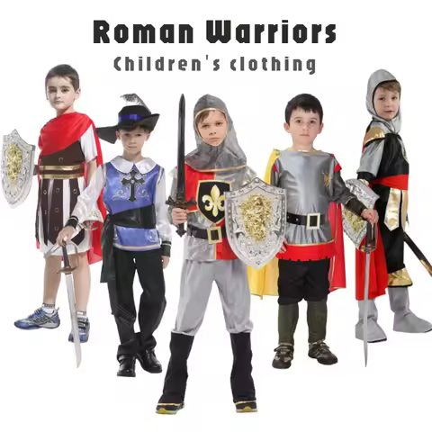 Children's Knight Costume Cosplay Performance Dress Party European Knight Armor Medieval Royal Castl