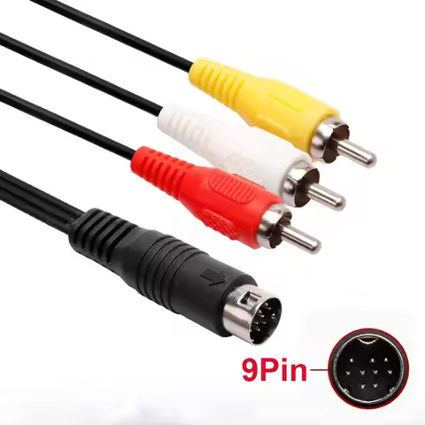 1.8m AV Cable for SEGA Genesis II III/MD 2/3 Wire Audio Video 3RCA to 9pin Cable for Mega Drive Exte