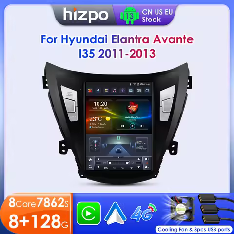 Hizpo 9.7" Tesla Style Android 13 Radio For Hyundai Elantra Avante I35 2011-2013 Multimedia Stereo P