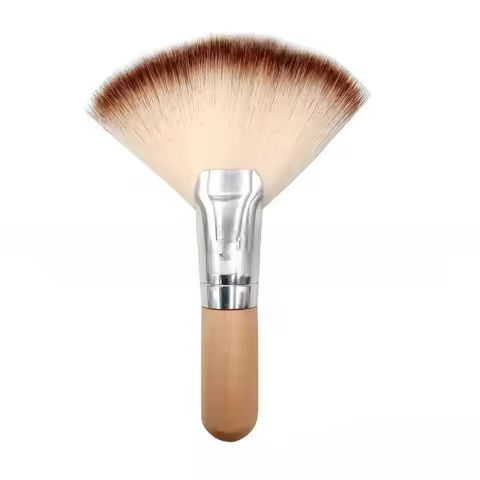 Mini Makeup Brush Gentle Esthetician Cleaning Cosmetic Small White Short Wooden Handle Synthetic Fib