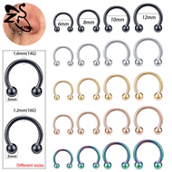 1 PC 6-14mm Stainless Steel Nose Ring Horseshoe Septum Rings 14G 16G Screw Balls Nose Lip Labret Bod