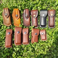 High Low-End Folding Knife Cowhide Case Small Knife Genuine Leather Sheath Knife Bag Genuine Hand-Carved First Layer Leather Swiss Army Knife Case