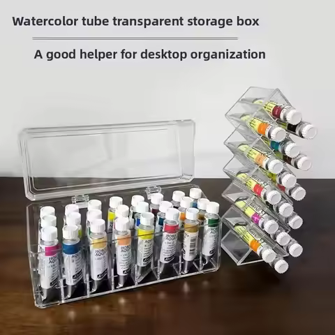 Acrylic Paint Tube Organizer Display Stand Transparent Divided Storage Box for Art Studio Watercolor