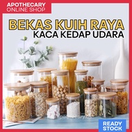 Bekas Balang Kuih Raya Kaca - Tempat Letak Kuih Kueh Raya Kedap Udara Kaca Set Glass Food Jar with W