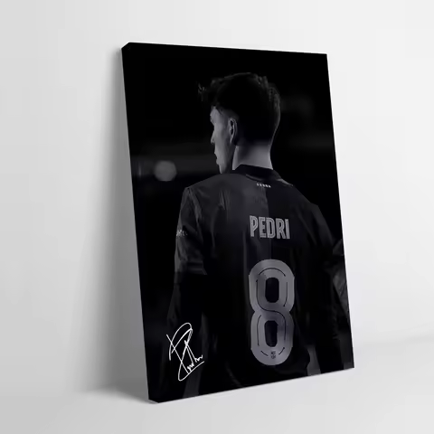 Pedri Soccer Player Black and White Poster Customizable Printed Canvas Painting for Pictures Wall Ar