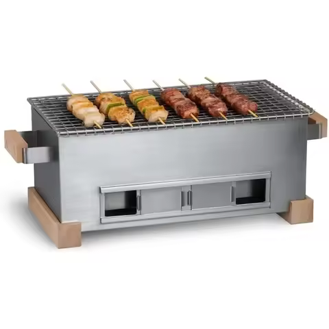 HOME.MG-168 Mini Yakitori Grill – Japanese Style Tabletop Charcoal Hibachi BBQ – Portable Binchotan