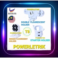 SINGLE DOUBLE T8 LED FITTING TUBE HOLDER /T8 FLOURESCENT LAMP TUBE HOLDER /STARTER HOLDER/KAKI LAMPU