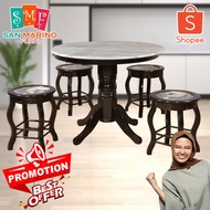 CT3BL-MTC-TOP CC888 1+4 Seater Round Grade A Marble Solid Wood Dining Set Kayu High Quality Marble C