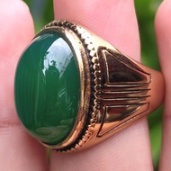 Cincin Titanium Emas Batu Akik Hijau Ijo Garut Kristopas Ring Tanam 20 x 15 x 10 mm