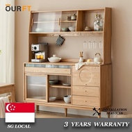OURFT Kitchen Cabinet SSL Storage Cabinet Wooden Solid Wood Dining Household Cupboard Ash Simple Tea New Large Capacity JP