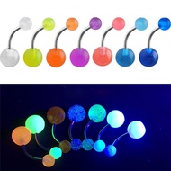 Body 7Pcs Trendy Luminous Ball Button Barbell Bar Belly Navel Ring Body Piercing