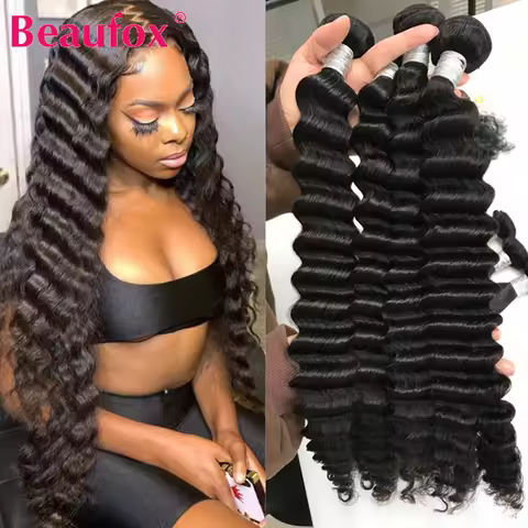 Beaufox Malaysian Loose Deep Wave Bundles 1/3/4 Bundle Deal Human Hair Bundles Remy 28 30 Inch Deep 