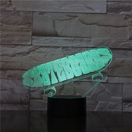 Sporting Skateboard 3D LED USB Lamp Tridimensional Innovative Desktops Downlights RGB controller Moo