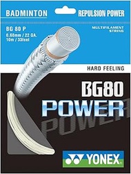 YONEX BG80 Power (.68mm) Badminton String Set (White)