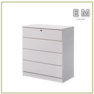 EM White Chest Drawer Storage 4 Layer Drawer Baju Bayi Almari Baju Murah Bedroom Furniture Drawer Baby