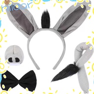 HLAR 4PCS Donkey Costume Set, Funny Bow Tie Donkey Headband,  Animal Tail Nose Donkey Ears Headband 