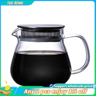 In stock-Heat Resistant Coffee Pot Hand Brewing Coffee Pot Steel Cover Transparent Sharing Pot Glass