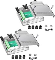 Willwewon 2Pcs Female DB25 Metal Shell Solderless Connector,RS232 D-SUB Serial to 25-pin Port Plug T