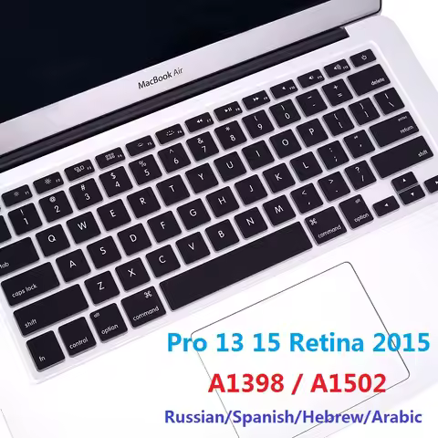 TPU Keyboard Film for Macbook Pro 13 15 Retina 2015 A1502 A1398 EU US Russian Spanish Arabic Portugu
