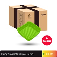 Glori Melamine Piring Suki kotak 14cm Piring makan 1 dus 4 lusin G445 - Hijau muda