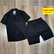 Bộ Quần Áo Đũi Nam Dài Cổ bẻ chất vải đũi thái loại dày 1 màu Chất Cực Mát- N02