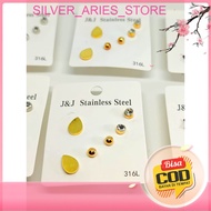 COD. Set Anting Tusuk 6 Pcs (3 pasang) Warna HItam Keren Fashion Ala Korea Set anting fashion korea