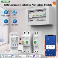 Tuya WiFi Smart Circuit Breaker Energy Meter Kwh Metering Smart Switch with voltage current and leak