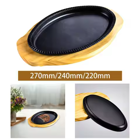 Griddle Steak Fry Plate Cast Iron Fish Vegetables Grill Pan Hot Plate Sizzling Steak Plate Set for R