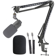 Mic Stand For Fifine K670 670B, Boom Arm with Windscreen and Cable Sleeve Compatible with Fifine USB