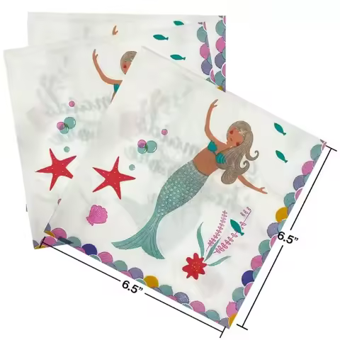 20pcs 33cm Ocean Princess Element Printed Colorful Paper Napkins Holiday Party Decoration Supplies N