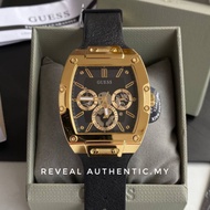 Guess Phoenix Multifunction Quartz Watch Gold Tone Case Black Genuine Leather/Silicone GW0202G1