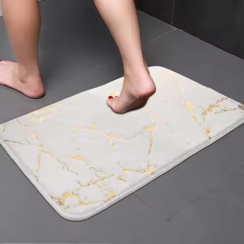 Marble White Large Bathroom Mat 80x120cm 60x90cm 50x80cm 40x60cm Fluffy Bathroom Plush Shower Rugs W