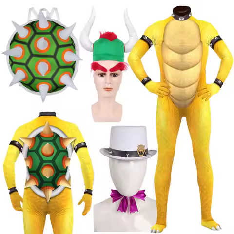 Fantasia Bowser Koopa Cosplay Jumpsuit Turtle Shell Backpack Anime Game Bros Disfraz Costume Men Boy