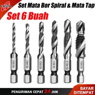 CASTA 6 Pcs Set Bit Bor dan Tap Titanium Kombinasi untuk Sekrup M3x0.5mm M4x0.7mm M5x0.8mm M6x1.0mm