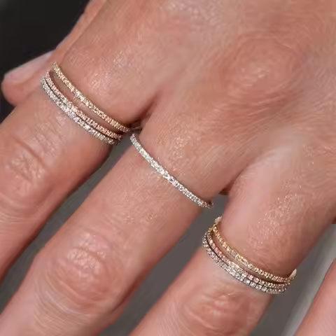 Rings Micro Pave Zircon Tiny Delicate Micro Pave Zircon Rings For Women Trendy Chic Crystal Daily Da