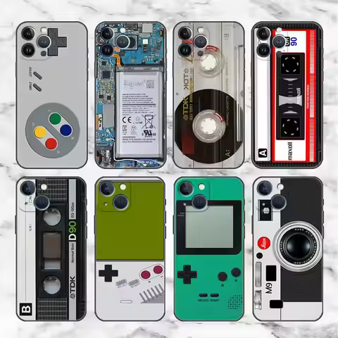 Vintage Camera Cassette Case For Apple iPhone 11 15 13 14 Pro Max 12 Plus X 15Pro Black Silicone Pho