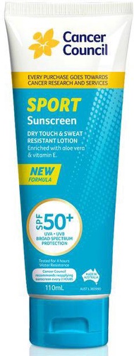 80035 CANCER COUNCIL SPORT SUNSCREEN DRT TOUCH &amp; SWEAT RESISTANT SPF50+ --
