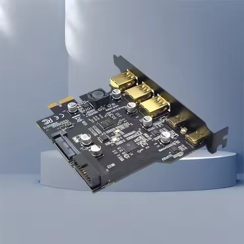 PCI Express X1 to USB C + USB A Adapter with 19Pin Header SATA Power USB3.2 Gen2 PCI Express Board P