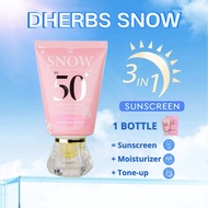 DHERBS Snow Tinted Moisturizer SPF50 PA++++ Tone Up Sunscreen, Krim Cerah Wajah, Pelindung UV Sepanj