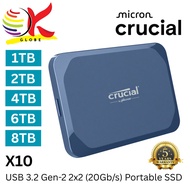 CRUCIAL EXT SSD X10 USB 3.2 GEN-2 2X2 (20GB/S) PORTABLE EXTERNAL SOLID STATE DRIVE (X10SSD9)  - 1TB 