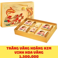 Golden Moon Cake KINH Do Hoang KIM VINH Yellow Moon Cake (4 Cakes + Tea) + Premium Gift Box