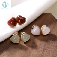 Simple personality S925 sterling silver gold-plated Hetian Yunan red agate ladies fashion earrings