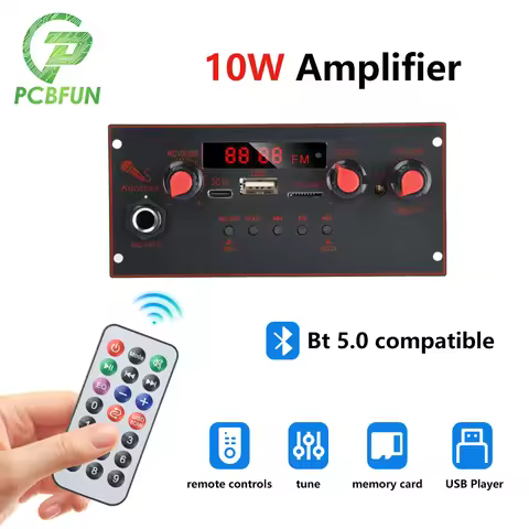 10W Amplifier Single Channel Bluetooth 5.0 Audio Amplifier Board MP3 Decoder Board Microphone Blueto