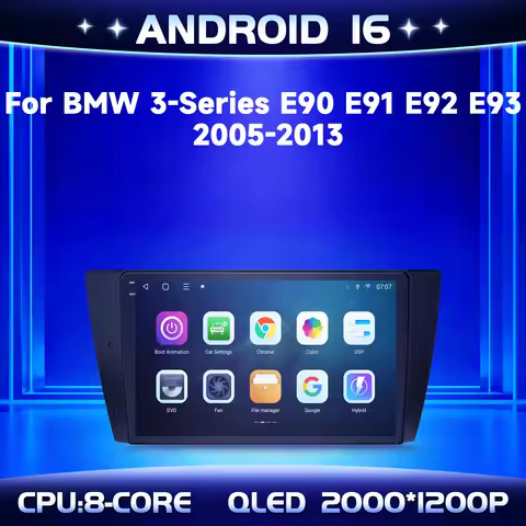 Android 16 For BMW 3-Series E90 E91 E92 E93 2005-2013 9" Car Multimedia Radio Wireless Carplay Andro