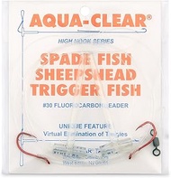 Aqua-Clear, Spade Fish Snelled Hooks, Size 1 Ultrapoint Red Hooks, Dual T-Standoffs, 30 lb / 13.6 kg