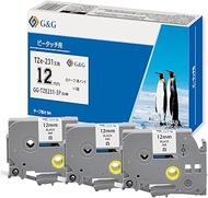 G&G Compatible Tape Brother Pea-Touch TZe-231 GG-TZE231-3P Set of 3 (8 M) Length 0.5 inch (12 mm) Co